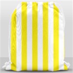 Vertical Stripes - White and Canary Yellow Drawstring Bag (Large)