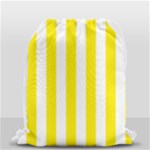 Vertical Stripes - White and Canary Yellow Drawstring Bag (Small)