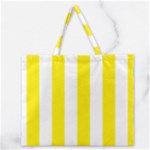 Vertical Stripes - White and Canary Yellow Zipper Large Tote Bag
