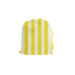 Vertical Stripes - White and Canary Yellow Drawstring Pouch (S)