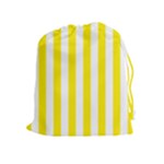 Vertical Stripes - White and Canary Yellow Drawstring Pouch (XL)