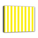 Vertical Stripes - White and Canary Yellow Deluxe Canvas 20  x 16  (Stretched)