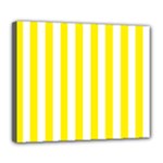 Vertical Stripes - White and Canary Yellow Deluxe Canvas 24  x 20  (Stretched)