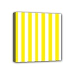 Vertical Stripes - White and Canary Yellow Mini Canvas 4  x 4  (Stretched)