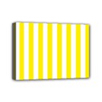 Vertical Stripes - White and Canary Yellow Mini Canvas 7  x 5  (Stretched)