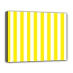 Vertical Stripes - White and Canary Yellow Canvas 14  x 11  (Stretched)