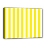 Vertical Stripes - White and Canary Yellow Canvas 16  x 12  (Stretched)