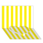 Vertical Stripes - White and Canary Yellow Heart Bottom 3D Greeting Card (7x5)