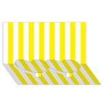 Vertical Stripes - White and Canary Yellow Twin Heart Bottom 3D Greeting Card (8x4)