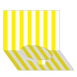 Vertical Stripes - White and Canary Yellow Circle Bottom 3D Greeting Card (7x5)