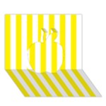 Vertical Stripes - White and Canary Yellow Apple 3D Greeting Card (7x5)