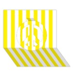 Vertical Stripes - White and Canary Yellow Peace Sign 3D Greeting Card (7x5)