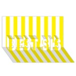 Vertical Stripes - White and Canary Yellow BEST SIS 3D Greeting Card (8x4)