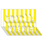 Vertical Stripes - White and Canary Yellow Best Wish 3D Greeting Card (8x4)