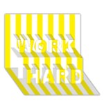 Vertical Stripes - White and Canary Yellow WORK HARD 3D Greeting Card (7x5)
