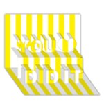 Vertical Stripes - White and Canary Yellow You Did It 3D Greeting Card (7x5)