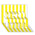 Vertical Stripes - White and Canary Yellow Get Well 3D Greeting Card (7x5)