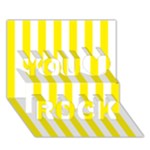 Vertical Stripes - White and Canary Yellow You Rock 3D Greeting Card (7x5)