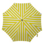Vertical Stripes - White and Canary Yellow Hook Handle Umbrella (Small)