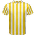 Vertical Stripes - White and Gold Yellow Men s Cotton Tee