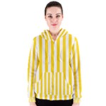 Vertical Stripes - White and Gold Yellow Women s Zipper Hoodie