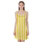 Vertical Stripes - White and Gold Yellow Satin Night Slip