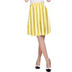 Vertical Stripes - White and Gold Yellow A-Line Skirt