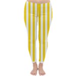 Vertical Stripes - White and Gold Yellow Winter Leggings