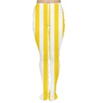Vertical Stripes - White and Gold Yellow Women s Tights