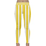 Vertical Stripes - White and Gold Yellow Yoga Leggings