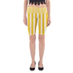 Vertical Stripes - White and Gold Yellow Yoga Cropped Leggings