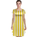 Vertical Stripes - White and Gold Yellow Cap Sleeve Nightdress
