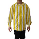 Vertical Stripes - White and Gold Yellow Hooded Wind Breaker (Kids)
