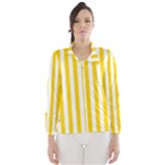 Vertical Stripes - White and Gold Yellow Wind Breaker (Women)
