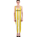 Vertical Stripes - White and Gold Yellow OnePiece Catsuit