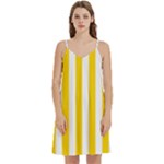 Vertical Stripes - White and Gold Yellow Women s Reversible Sports Bra with Border