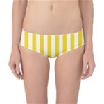 Vertical Stripes - White and Gold Yellow Classic Bikini Bottoms