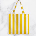 Vertical Stripes - White and Gold Yellow Zipper Grocery Tote Bag