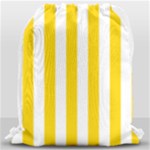 Vertical Stripes - White and Gold Yellow Drawstring Bag (Large)