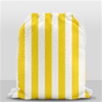 Vertical Stripes - White and Gold Yellow Drawstring Bag (Small)
