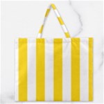 Vertical Stripes - White and Gold Yellow Zipper Large Tote Bag