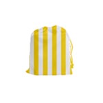 Vertical Stripes - White and Gold Yellow Drawstring Pouch (S)