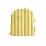 Vertical Stripes - White and Gold Yellow Drawstring Pouch (L)