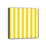 Vertical Stripes - White and Gold Yellow Mini Canvas 4  x 4  (Stretched)