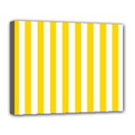 Vertical Stripes - White and Gold Yellow Canvas 14  x 11  (Stretched)