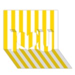 Vertical Stripes - White and Gold Yellow I Love You 3D Greeting Card (7x5)