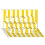Vertical Stripes - White and Gold Yellow Best Wish 3D Greeting Card (8x4)