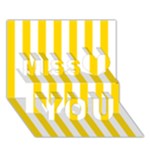 Vertical Stripes - White and Gold Yellow Miss You 3D Greeting Card (7x5)