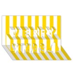 Vertical Stripes - White and Gold Yellow Merry Xmas 3D Greeting Card (8x4)