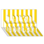 Vertical Stripes - White and Gold Yellow Laugh Live Love 3D Greeting Card (8x4)